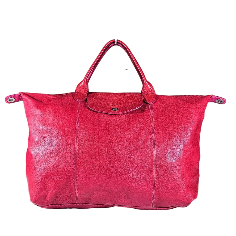 Longchamp Red Leather Le Pliage Cuir Large Tote Bag Travel